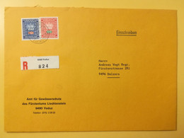 1972 BUSTA INTESTATA RACCOMANDATA REGISTERED COVER LIECHTENSTEIN BOLLO EDIFICI BUILDINGS SERVIZIO TAXE OBLITERE' VADUZ - Cartas & Documentos