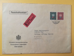 1973 BUSTA INTESTATA EXPRES ESPRESSO COVER LIECHTENSTEIN BOLLO EDIFICI BUILDINGS SERVIZIO TAXE OBLITERE' - Storia Postale