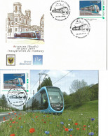 France FDC Lot De 1 CP + 1 Enveloppe + Feuillet Explicatif Inauguration Du Tram Besançon 2014 - 2010-2019