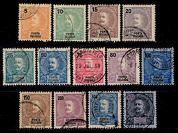 ! ! Ponta Delgada - 1897 D. Carlos (Complete Set) - Af. 13 To 26 - Used - Ponta Delgada