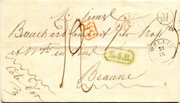 BELGIQUE - T18 WELLIN + SR + BOITE RURALE M SUR LETTRE AVEC TEXTE DE TRANSINNE POUR LA FRANCE, 1845 - 1830-1849 (Belgique Indépendante)