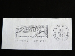 SAINT PIERRE ET MIQUELON FLAMME P.P. PORT PAYE 50e ANNIVERSAIRE NOEL 1941 SUR FRAGMENT - Covers & Documents