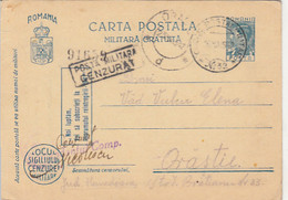 W2500- WW2 CORRESPONDENCE, MILITARY CENSORED, KING MICHAEL FREE MILITARY POSTCARD STATIONERY, 1942, ROMANIA - World War 2 Letters