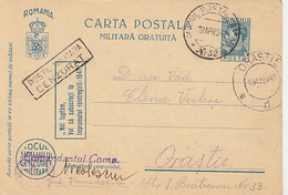 W2501- WW2 CORRESPONDENCE, MILITARY CENSORED, KING MICHAEL FREE MILITARY POSTCARD STATIONERY, 1942, ROMANIA - World War 2 Letters