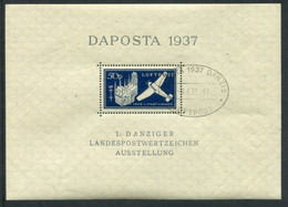 DANZIG 1937 DAPOSTA Exhibition  Airmail Block Used.  Michel Block 2 - Usados