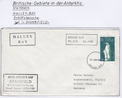 British Antarctic Territory (BAT) 1980 Cover Ship Visit RRS Bransfield . Ca Halley 17 JAN 1980 (TAB218) - Covers & Documents