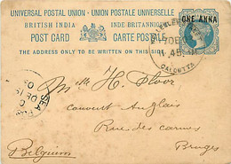 India. Post Card P 9 (Jain) Wellesley Street/Calcutta > Brugge Belgium  17/12/03 - 1882-1901 Empire