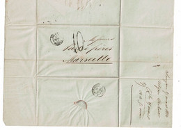 CTN80 - LEVANT FRANCAIS -  LAC SMYRNE / MARSEILLE 17/3/1854 - Lettres & Documents