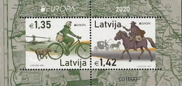 LETONIA /LATVIA /LETTLAND /LETTONIE -EUROPA 2020- "ANCIENT POSTAL ROUTES" -  SOUVENIR SHEET - 2020
