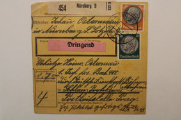 1942 Besetzung 2.WK Schlan Slaný Ostland Dringend Paketkarte Deutsche Dientspost Böhmen Dt Reich Cover Germany - Bezetting 1938-45