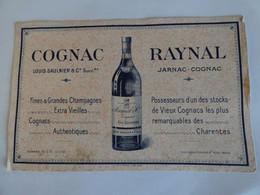 Buvard Cognac Raynal Louis Saulnier & Cie Succrs -- Jarnac Cognac - Licores & Cervezas
