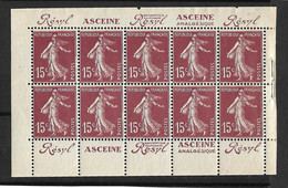 France Demi-carnet 189-C2 Variété Sans Perforation Des Bandelettes Sup. Cote 250€ - Carnets