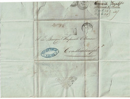 CTN80 - LEVANT FRANCAIS -  LAC FIRENZE / COSTANTINOPOLI OCTOBRE 1863 ENTAILLES - Cartas