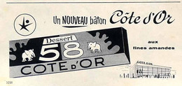 Publicité Papier CHOCOLAT COTE D'OR EXPO BRUXELLES  1958 PI 42 P1047618 - Werbung