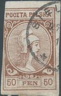 POLONIA-POLAND-POLSKA,1919 Head Of A Woman With A Phrygian Cap, Fantasy Edition,50 FEN,Imperforate,Obliterated,Rare - Usados