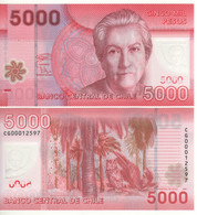 CHILE  New  5'000  Pesos ,   Polimer Issue    Pnew     2021   Gabriela Mistral + Owl At Back  UNC - Chili