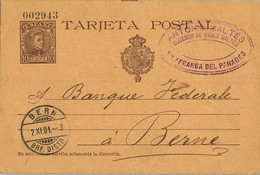 1901 ,BARCELONA , ENTERO POSTAL ED. 37 CIRCULADO A BERNA , VILLAFRANCA DEL PENEDÉS , LLEGADA - 1850-1931