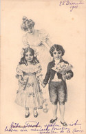 CPA Fantaisie Enfants Et Maman Illustration Noir Et Blanc - 1903 - Dos Simple - Gruppen Von Kindern Und Familien