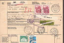 Schweiz - Auslandspaketkarte-Bulletin D'expedition. 1976 Lenk Nach Reutlingen. Scheiz. Postzollamt Basel, Lenk Im Simmen - Briefe U. Dokumente