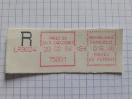 Paris 81 13, Rue Capucines 75001 - 28-02-84 - G1 PC 75681 Tarif 16.60 LR9024 - 1981-84 LS & LSA Prototypen