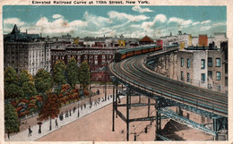 New York - Elevated Railroad Curve At 110th Street - Transportes