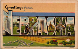 Nebraska Greetings From Nebraska Large Letter Linen 1951 Curteich - Otros & Sin Clasificación