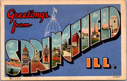 Illinois Greetings From Springfield Large Letter Linen 1946 Curteich - Springfield – Illinois