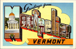 Vermont Greetings From Montpelier Large Letter Linen - Montpelier