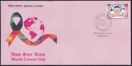 India 2021 Special Cover, World Cancer Day (**) Inde Indien - Lettres & Documents