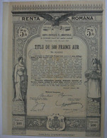 Renta Unificata 5 % Amortibila -titlu Purtat. De 500 Fr Aur (1929) - Sin Clasificación