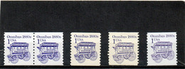 ETATS-UNIS     5 Timbres 1 C     1986-87   Scott: 2225, 2225a, 2225b (dull Gum), 2225b (shiny Gum)  Neufs Sans Charnière - Roulettes