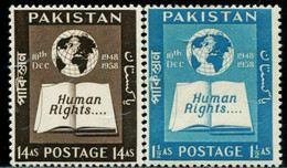 PK0205 Pakistan 1958 Declaration Of Human Rights 10 Years 2V Engraving Version MNH - Pakistan