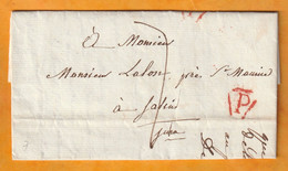 1812 - Marque Postale P Dans Triangle Ouvert PARIS En Rouge Sur Lettre Pliée Avec Corresp De 2 Pages Vers Salins, Jura - 1801-1848: Vorläufer XIX