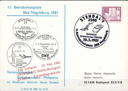 DDR GDR RDA - Flugpostbeleg Anlässlich Des Symposium Verkehrswesen-Philatelie Stendal N Budapest Vom 10.05.81 - Luchtpost