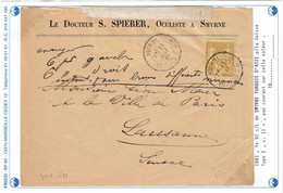 CTN80 - SAGE  25c  LETTRE SMYRNE TURQUIE D'ASIE / LAUSANNE 11/5/1883 - Lettres & Documents