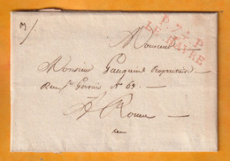 1828 - Marque Postale P74P LE HAVRE En Rouge Sur Lettre Pliée Avec Corresp De 2 Pages Vers Rouen - Dateur En Arrivée - 1801-1848: Précurseurs XIX