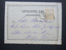 Ungarn 1874 Ganzsache Nach Österreich Mit Ank. Stempel Wieden In Wien - Cartas & Documentos
