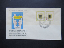 BRD 15.6.1955 Landesausstellung Baden - Württemberg Michel Nr.212 Und 213 FDC Sonderstempel Stuttgart - Cartas