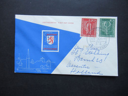 BRD 1955 Westropa Michel Nr.217 / 218 FDC Sonderstempel Düsseldorf Echt Gelaufen Nach Deventer Holland - Cartas