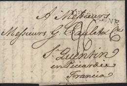 Marque Postale D'ESPAGNE En Noir (Lenain N80) Lettre De Madrid Pour St Quentin 1791 Taxe Manuscrite 26 + Texte - ...-1850 Voorfilatelie