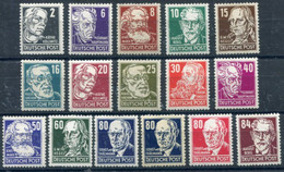 DDR / E. GERMANY 1952-53 Personalities Definitive With Both 80 Pf. Blue MNH / **.  Michel  327-41 + 339x - Ungebraucht