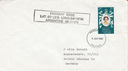 British Antarctic Territory (BAT) 1980 Cover Faraday Base Argentine Islands Ca Argentine Islands 6 JAN 1980 (TAB226) - Briefe U. Dokumente