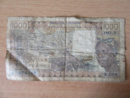 Afrique De L'Ouest - Billet 1000 Francs 1981 A - B.006 - A 079107 - États D'Afrique De L'Ouest