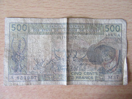 Afrique De L'Ouest - Billet 500 Francs 1987 A - M.17 - A 833907 - États D'Afrique De L'Ouest