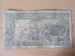 Afrique De L'Ouest - Billet 500 Francs 1986 A - M.15 - A 809242 - Estados De Africa Occidental