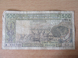 Afrique De L'Ouest - Billet 500 Francs 1981 A - C.3 - A 356706 - Stati Dell'Africa Occidentale