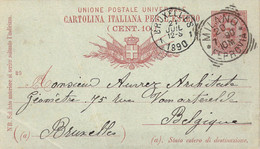 Entier Postal 1890 Italie - De Milano à Bruxelles Juillet 1890 - Postwaardestukken