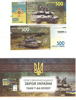Ukraine - 500 Hryven 2022 UNC Weapons Of Ukraine Tank T-84 OPLOT Souvenir Serie AA In Folder Lemberg-Zp - Ucraina