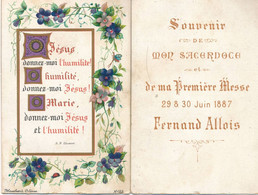 Image Pieuse Souvenir De Mon Sacerdoce Et De Ma Première Messe 1887 Fernand Allois Bourges - Blanchard Orléans N° 155 - Images Religieuses