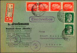 1945, Einschreiben Ab (3) NEUSTADT-GLEWE 28.2.45, R-Zettel Ebenfalls Mit PLGZ (3 - Cartas